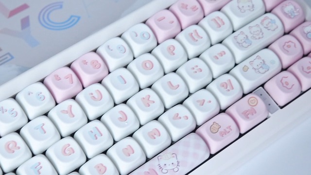 TYRIXKI PBT Cute Kitty-cat Keycaps 140 Keys Dye-Sublimation MOA